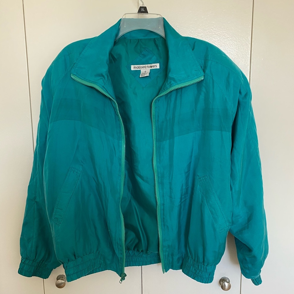 vintage 100% silk bomber jacket
